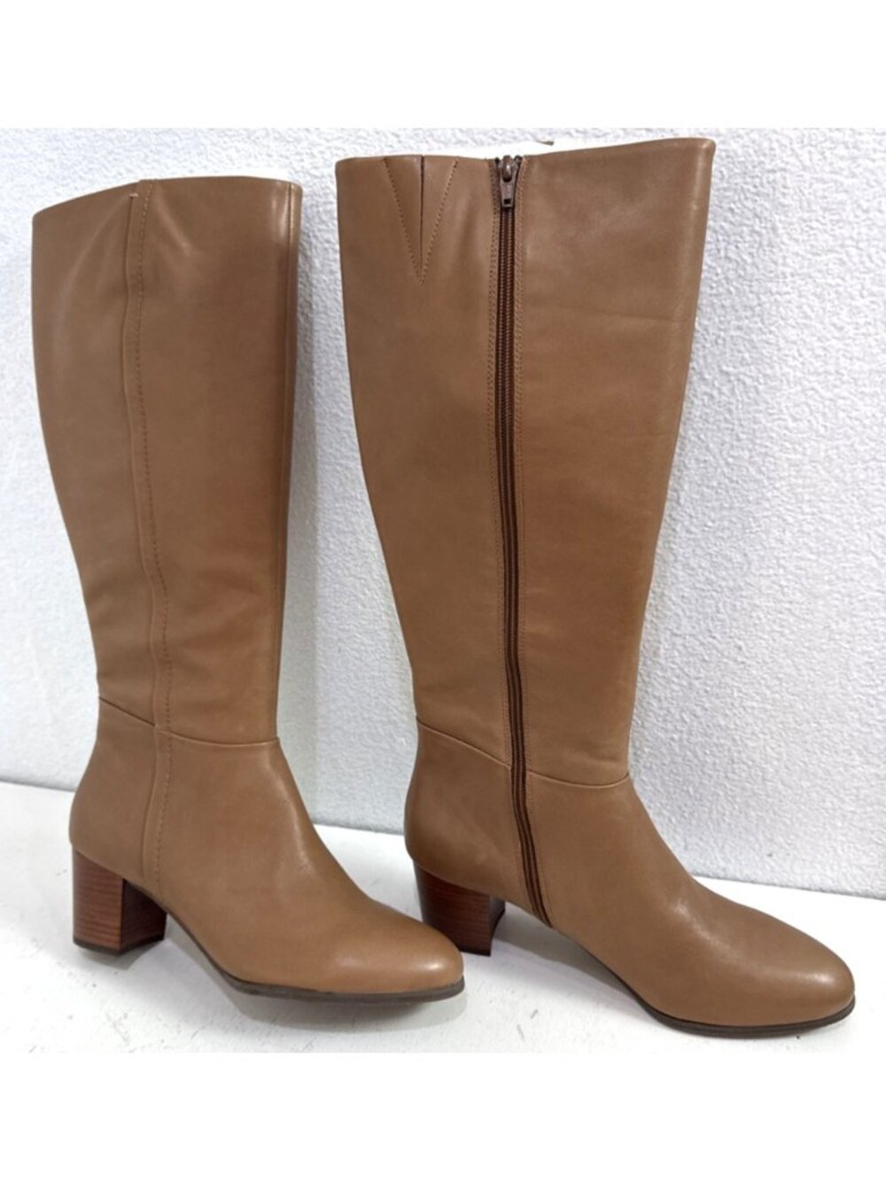 Vionic Tahlia Tall Natural Tan Arch Support Zip Up 2.5" Heel Boots Womens Sz 11 - Picture 2 of 7